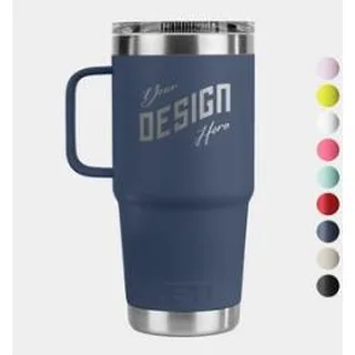 YETI® 20 oz Travel Mug with Handle, shown with sample decoration